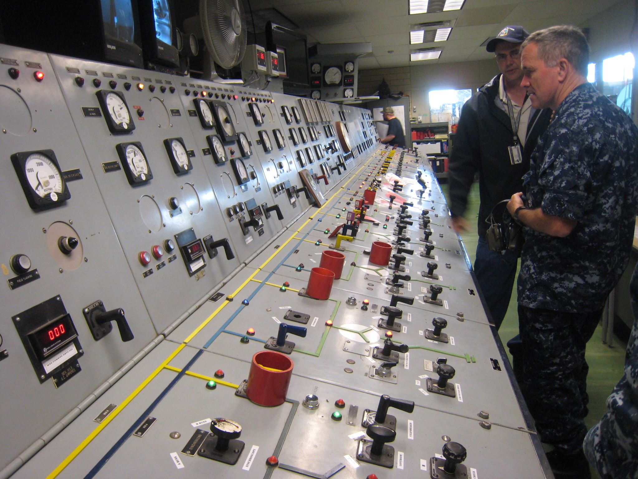 Control console with switches and meters