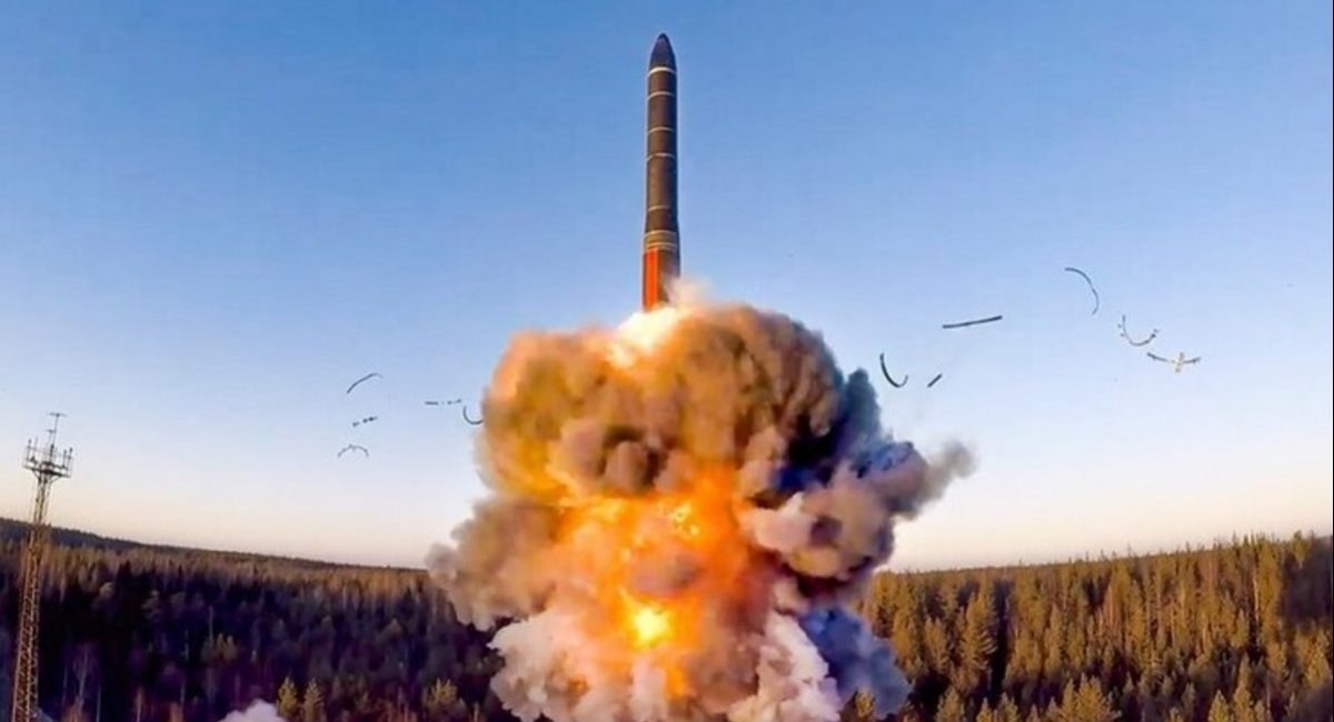 RS-24 Yars launch fireball over forest